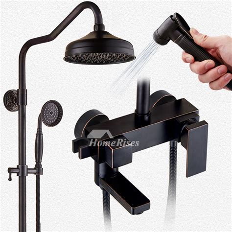 Your shower outdoors can be simple or complicated, and elegant view or fun to use and you can decorate like a waterfall or a fun ride in the water, everything depends on you and how creative you are. Luxury Exposed Oil Rubbed Bronze Shower Faucet System Wall ...