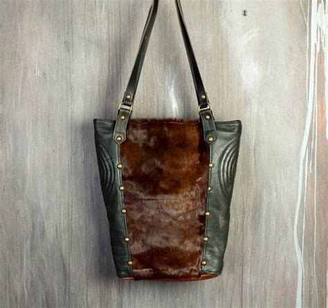 Handcrafted Upcycle Black Leather And Fur By ShyzukaUpcycleBags