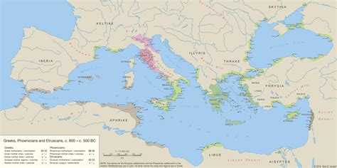 Greeks Phoenicians And Etruscans Settlements In Mediterranean Sea 900