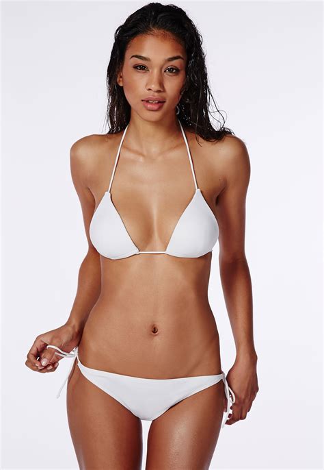 Lyst Missguided Tie Side Bikini Bottoms White Mix And Match In White