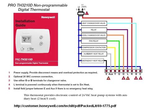 This product is for use with heat pumps only. Honeywell Thermostat Th3210d1004 Wiring Diagram