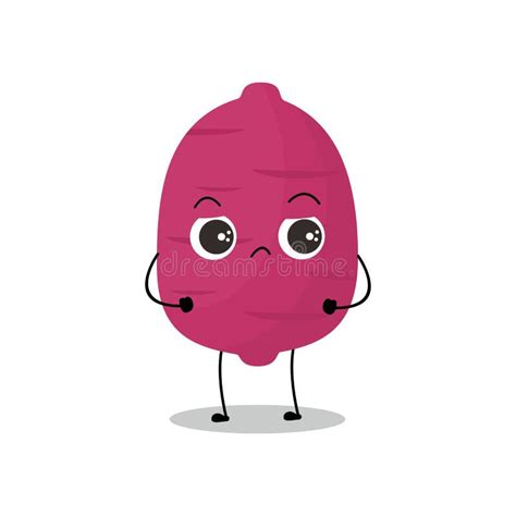 Vector Illustration Of Purple Sweet Potato Character With Cute