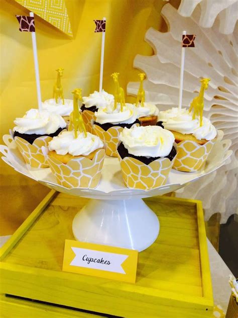 Cupcakes At A Giraffe Baby Shower Party See More Party Planning Ideas
