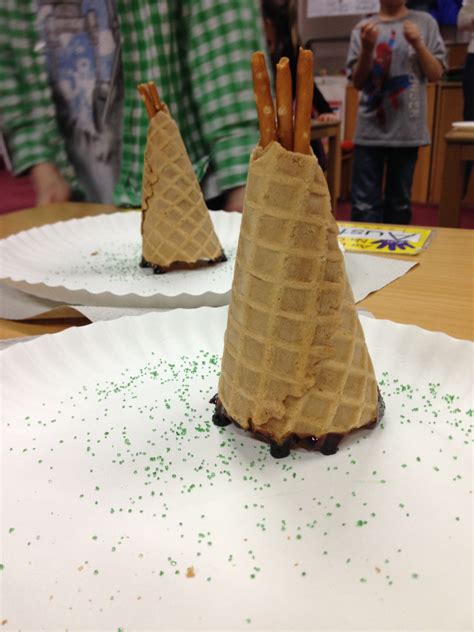 Tepees Made Out Of Ice Cream Cones And Pretzel Sticks Food Sugar Cones Chocolate Syrup