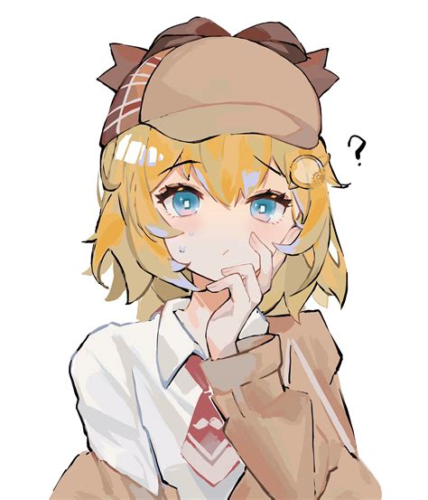 Safebooru 1girl Bangs Blue Eyes Blush Capelet Collared Shirt Deerstalker Eyebrows Visible