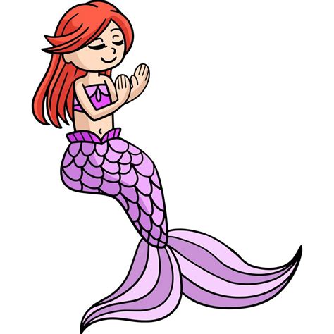 Premium Vector Pretty Mermaid Cartoon Colored Clipart