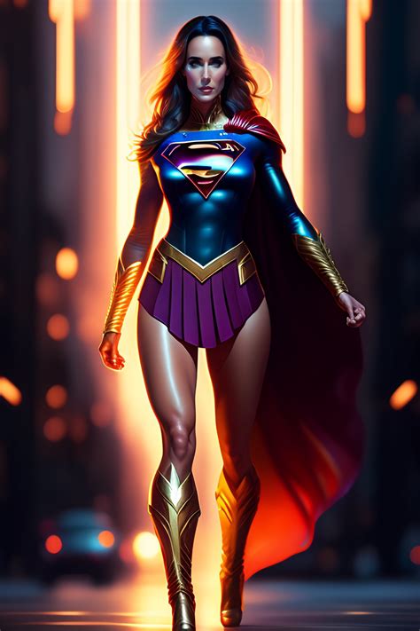 Lexica Full Body Portrait Of Thin Muscular Jennifer Connelly As Supergirl Intricate Elegant