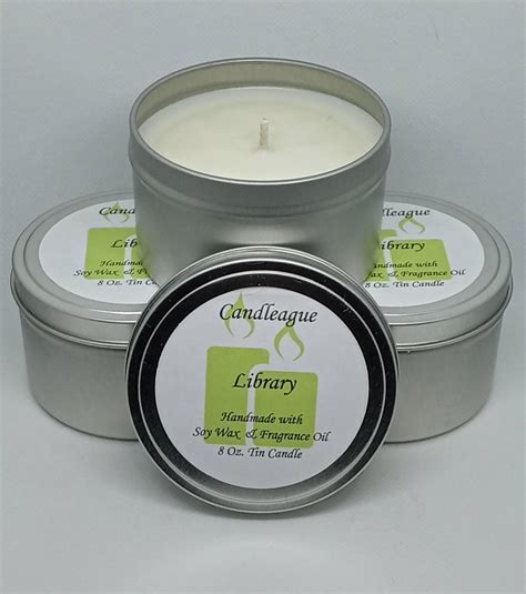Library Scent 8 Oz Candle Tin Library Candle Soy Wax Candles 8 Etsy