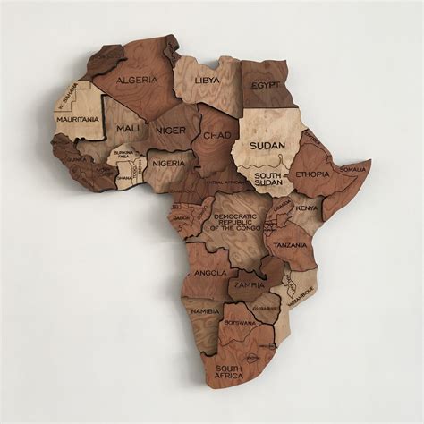 3d Wood Africa Map Premium Wall Decor