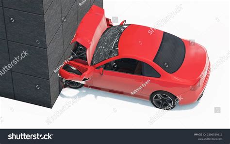 3d Illustration Car Hitting Wall Isolated Stock Illustration 2106520613