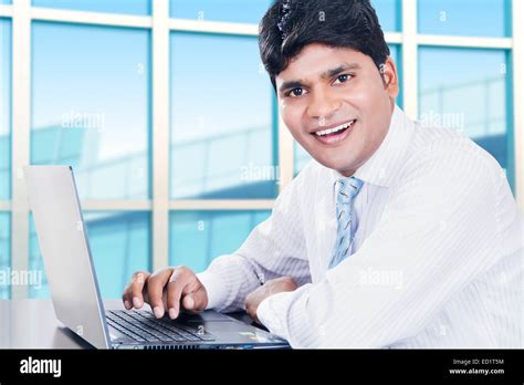 1 Indians Business Man Laptop Working Stock Photo Alamy