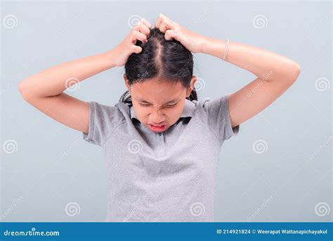 Child Itchy Her Hair Stock Photo Image Of Childhood 214921824
