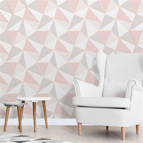 Apex Geometric Wallpaper Rose Gold Fine Decor Fd41993 Gold Geometric