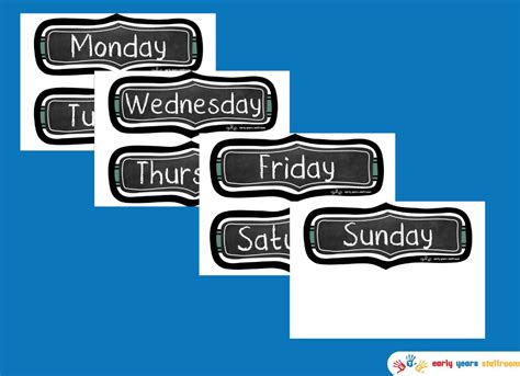 Days Of The Week Chalkboard Signs Early Years Staffroom