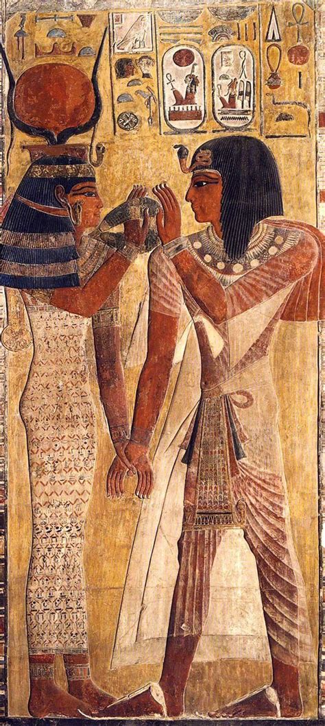 hathor goddess of love welcomes pharoah seti i tomb relief etsy ancient egypt art ancient