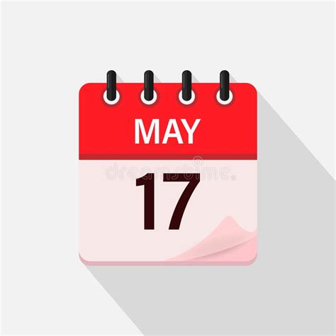 May 1 Calendar Icon With Shadow Day Month Flat Vector Illustration
