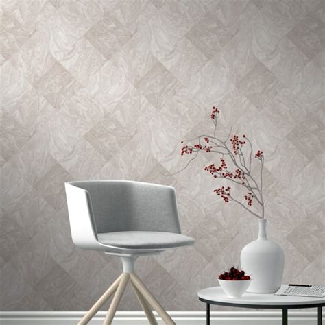 Rasch Marble Tile Pattern Wallpaper Realistic Faux Effect Metallic