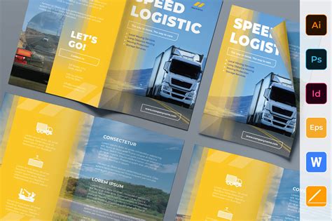 Trucking Logistics Brochure Template Graphic By Amber Graphics