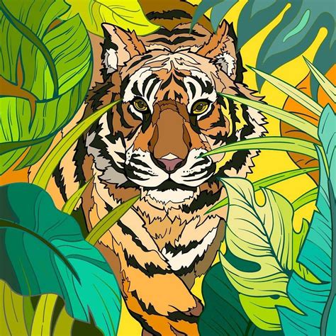 Tigre De La Jungles Tiger Art Anime Canvas Art Simple Canvas Paintings