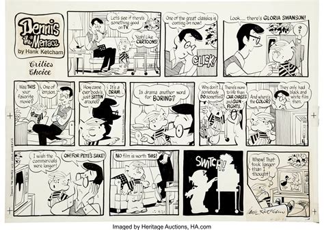 Dennis The Menace Sunday Comic Strip Original Art Dated 4 21 85 Lot
