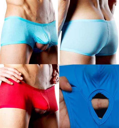 Mens Ball Hole Boxers Underwear Bulge Pouch Boxers Briefs Trunk Comfy