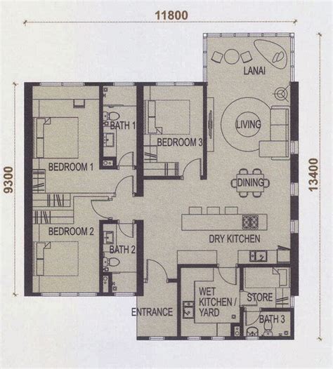 Floor Plan Feng Shui 平面图の风水 Elevia Residences Condominium Taman