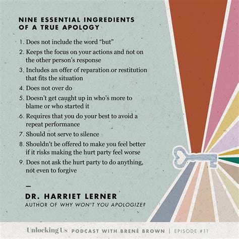 Harriet Lerners Nine Essential Ingredients Of A True Apology Brené Brown