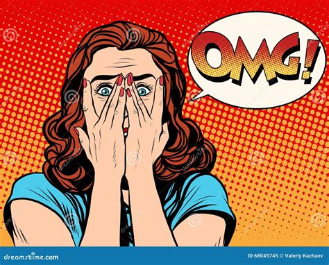 Pop Art Retro Girl Surprised Omg Shocked Woman Clipart And Illustrations