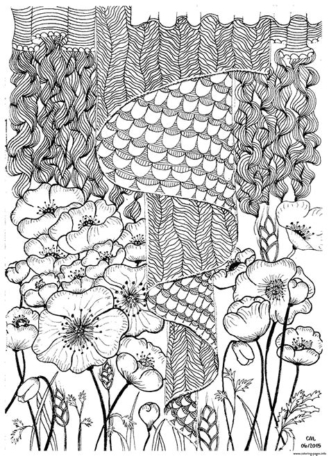 poppies adult flowers  cathym coloring pages printable