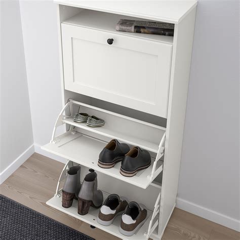 Brusali Shoe Cabinet With 3 Compartments White 24x5118 Ikea