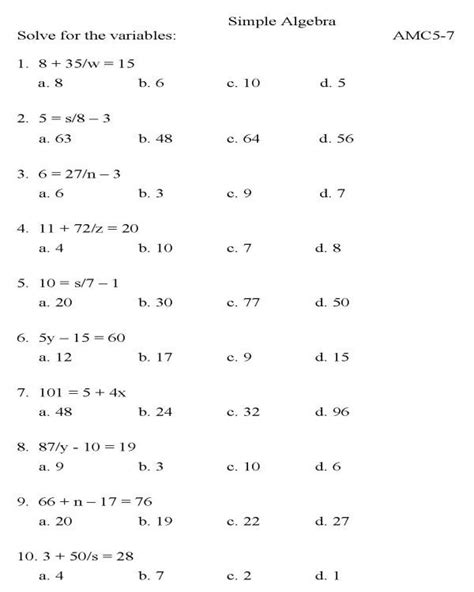 Math Problems For 9th Graders Worksheets Worksheets Master