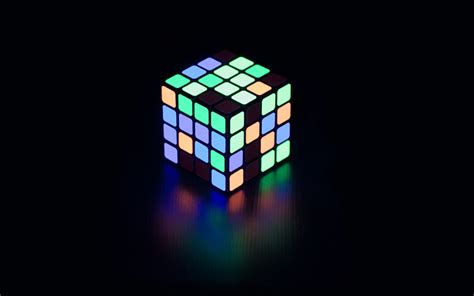 Download Wallpaper 1920x1200 Rubik Cube Neon Glow Colorful