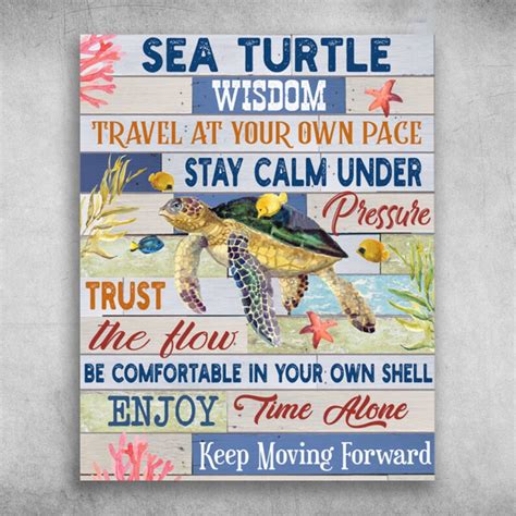 Sea Turtle Wisdom Canvas Poster Wall Art Birthday Christmas Etsy