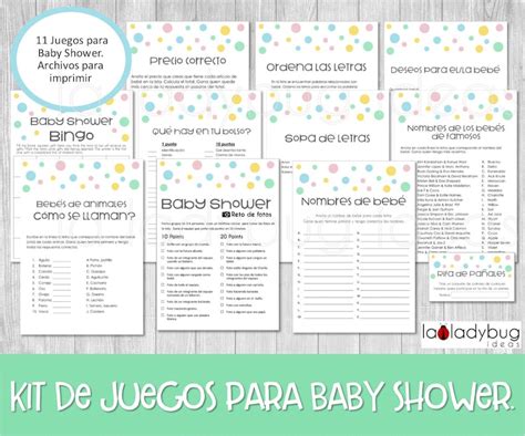 Juegos De Baby Shower Para Imprimir 11 Juegos Baby Shower Etsy