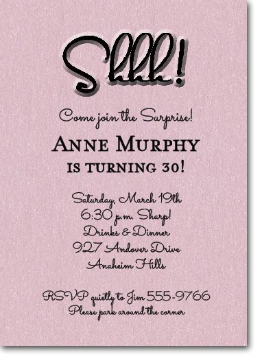 Shimmery Pink Shhh Surprise Party Invitations