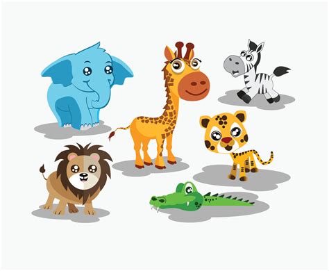 Cute Cartoon Animals Vector Vector Art And Graphics