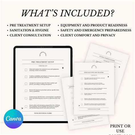 Esthetician Checklist Printable Forms Treatment Setup Sanitation And Hygine Client