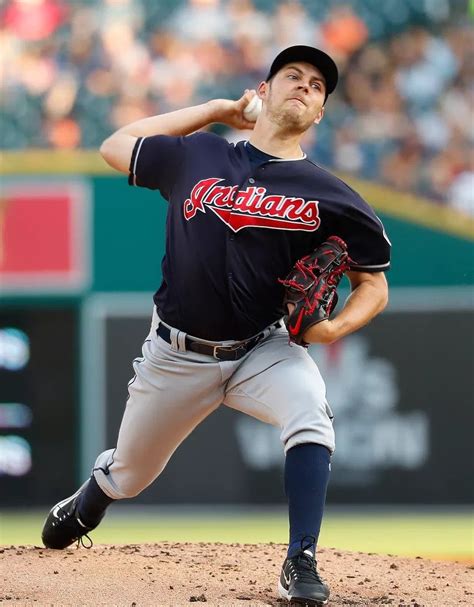 Cleveland Indians Trevor Bauer Pitching Against The Detroit Tigers At