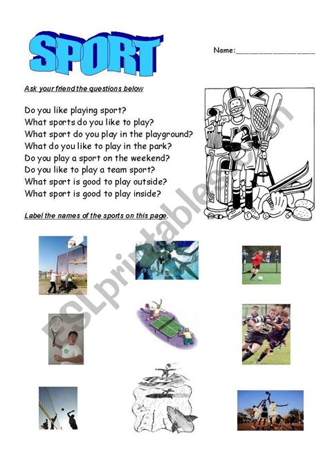 What Sports Do You Like Esl Worksheet By Pippaesl