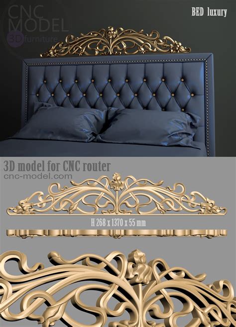 A1214 Bed Luxury Cnc 3d Model For Cnc Router 3d Furniture Bed