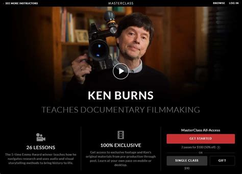 MasterClass Ken Burns S Documentary Filmmaking Lesson Online Review CMUSE