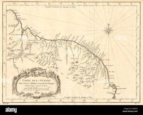Carte De La Guyane Las Guyanas Guayana Francesa Suriname Amapa Bellin 1757 Fotografía De
