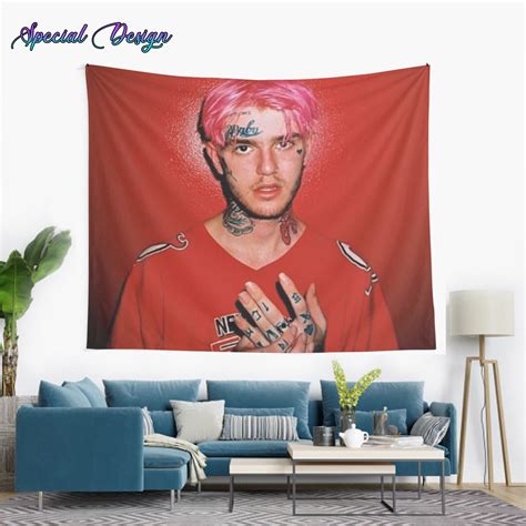 Lil Peep Red Hellboy Expression Tapestry Lil Peep Tapestry Etsy