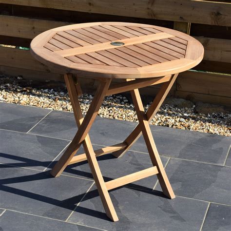Teak 80cm Round Folding Table Patio Garden Furniture