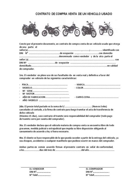 Contrato De Compraventa De Vehiculos Usados Pdf Actualizado Febrero 2022