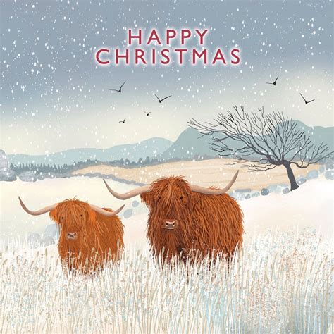 Highland Cow Christmas Card Winter Card Greetings Cards Handmade Can