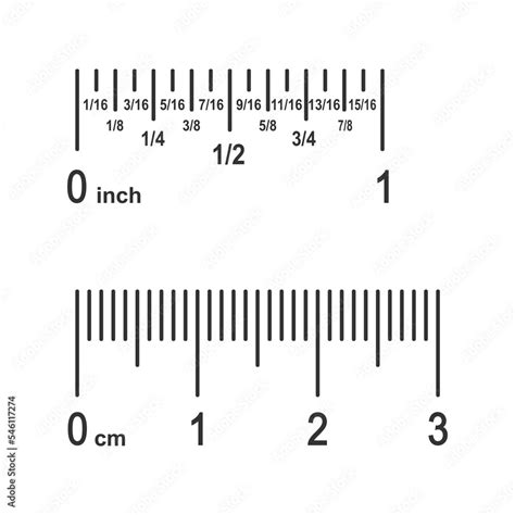 Vetor De Parts Of Ruler Scale Inch Divided Into Fractions Converted To