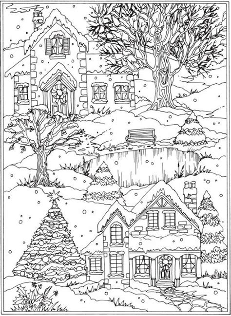 Freebie Snow Scene Coloring Page Coloring Pages Winter Christmas