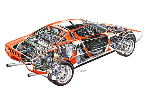 Lancia Stratos Group Cutaway Drawing In High Quality