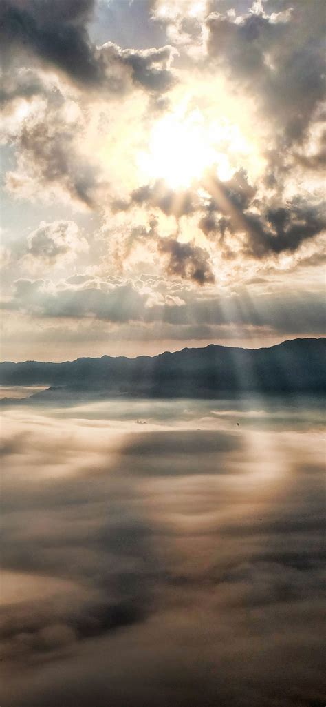 Sun Rays Through Clouds Mountains Iphone Xs Max Background And